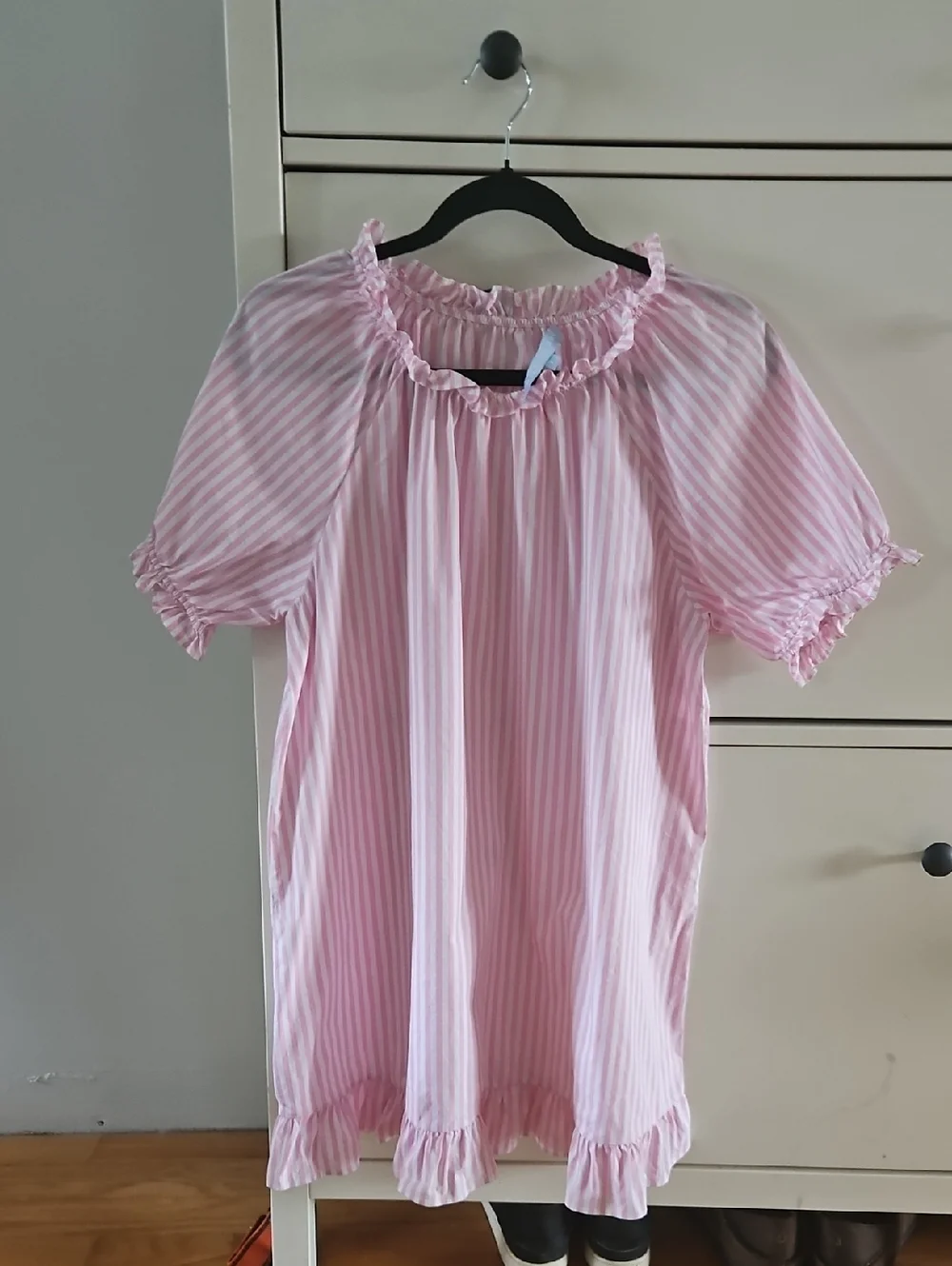 Hill House Katherine Nap Mini Dress In Bubble Gum Stripe Size Large - Picture 1 of 10
